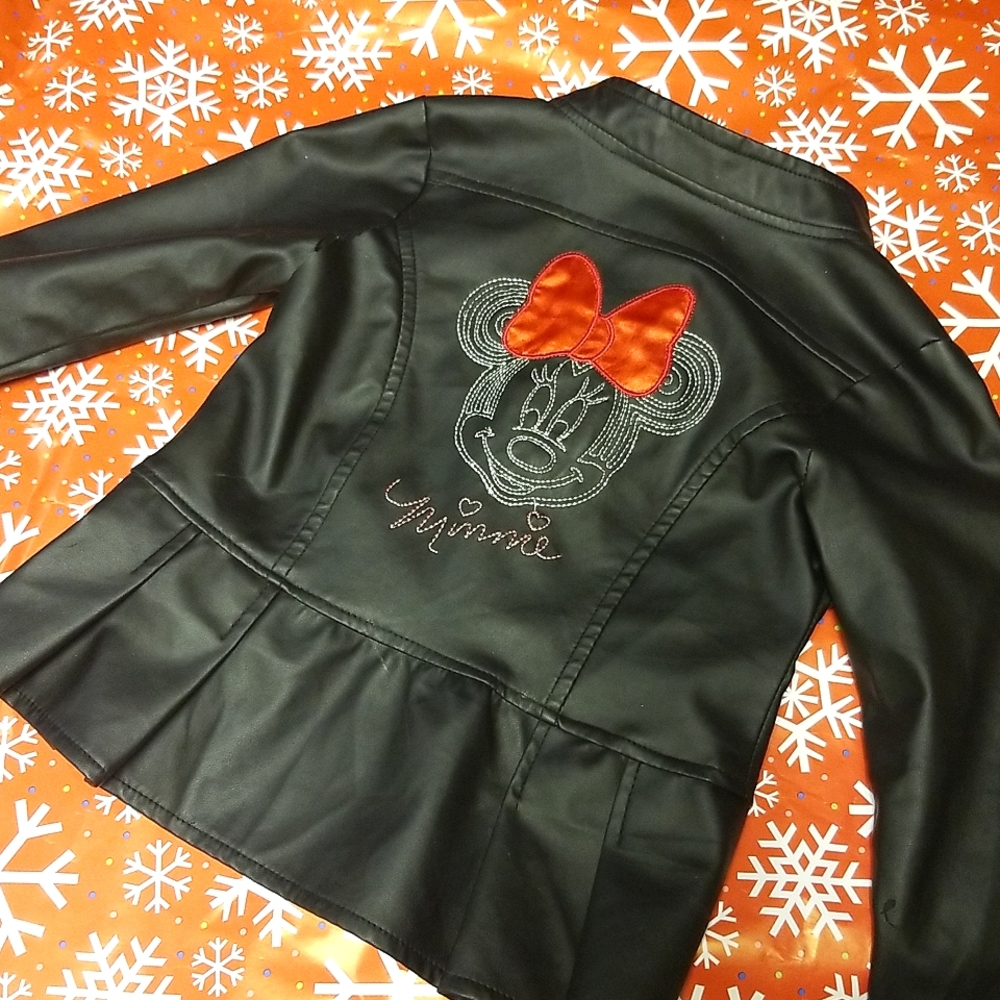Faux leather minnie mouse moto jacket